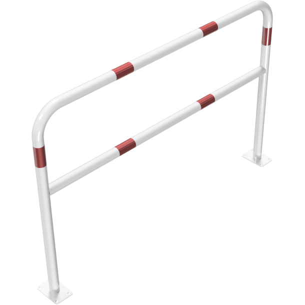 Hoop of steel tube |  48 x 2,5 mm | with cross bar | for plugging down | total width: 1500 mm | total height: 1000 mm | hot-dip galvanized and white coatedwith red reflecting stripes